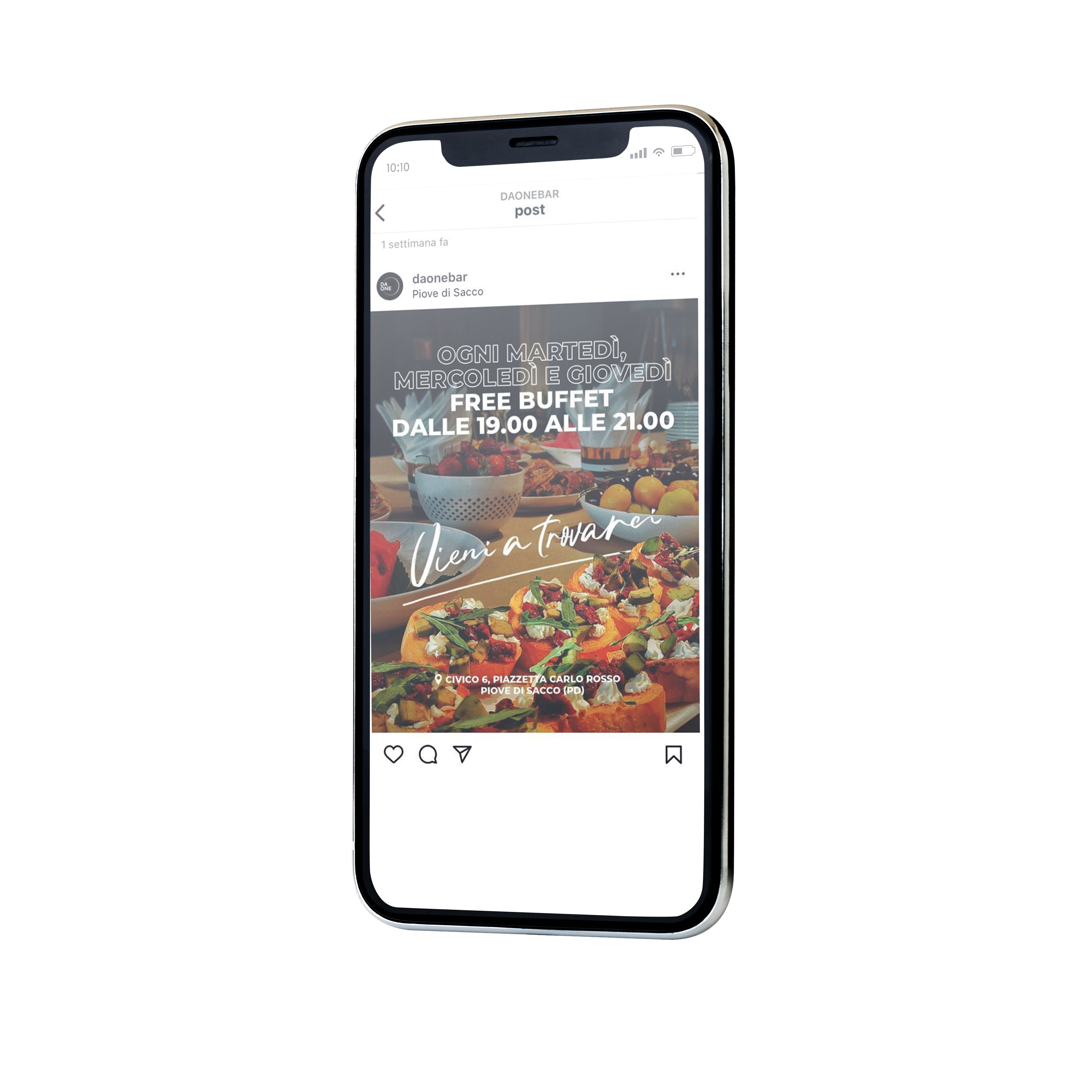 Immagine telefono con post instagram della pagina daonebar